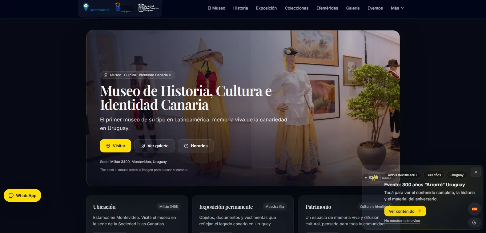 Museo Canario Web — Secciones principales