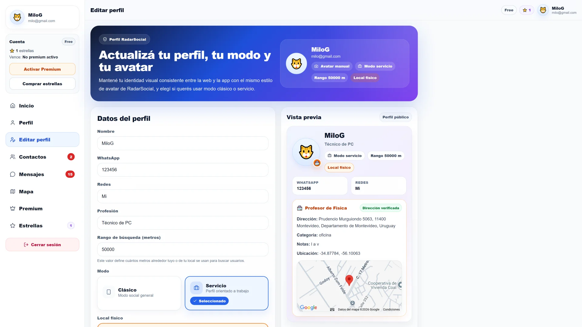 RadarSocial — Conexiones