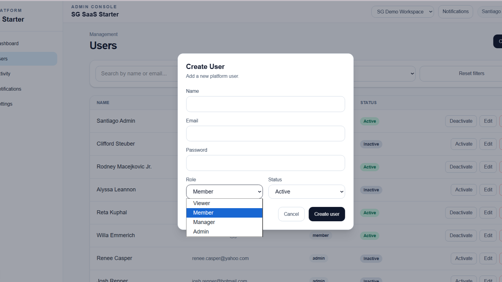 SG SaaS Starter Pro — Activity logs