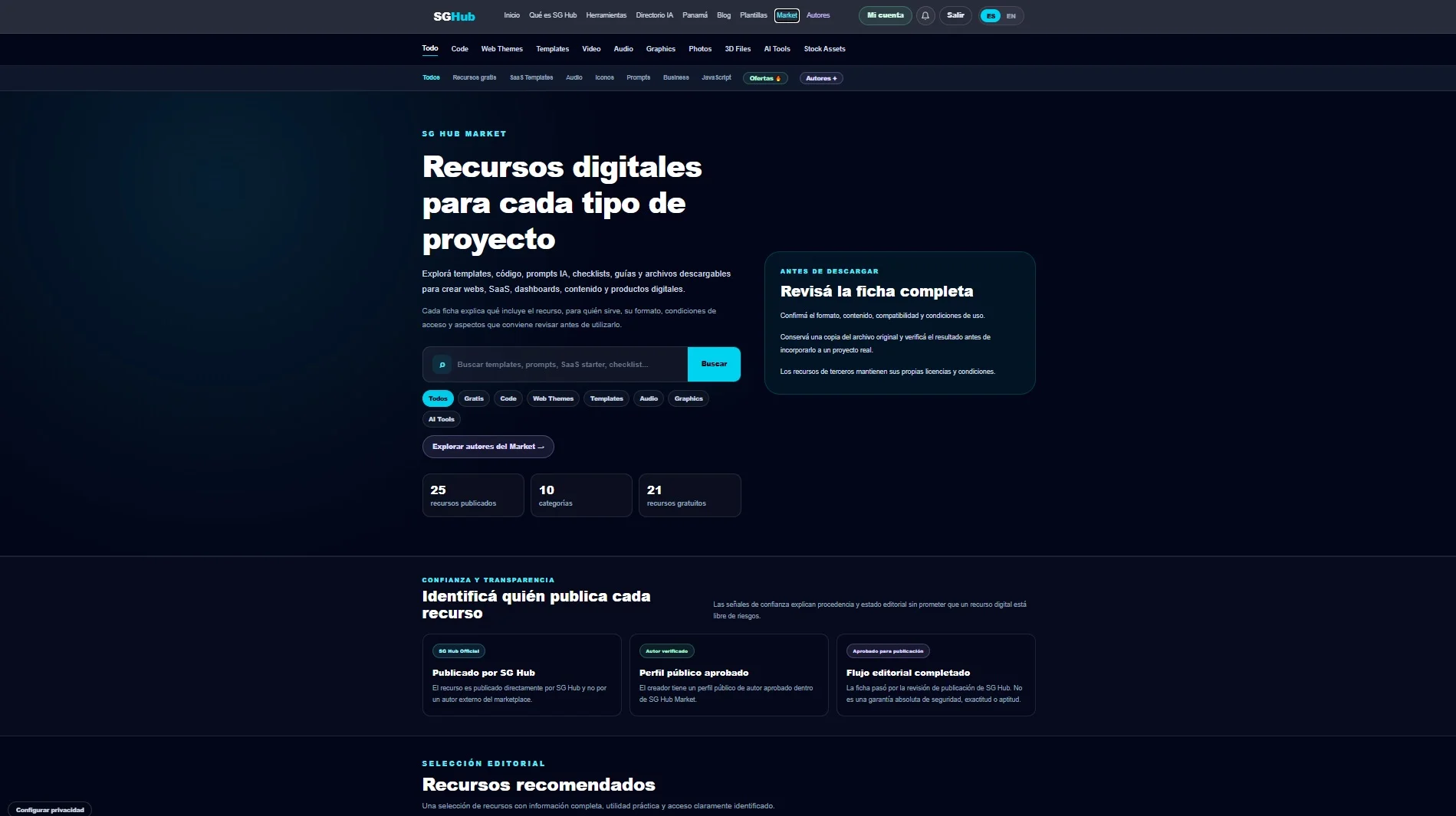 SG Hub — Digital resources Market