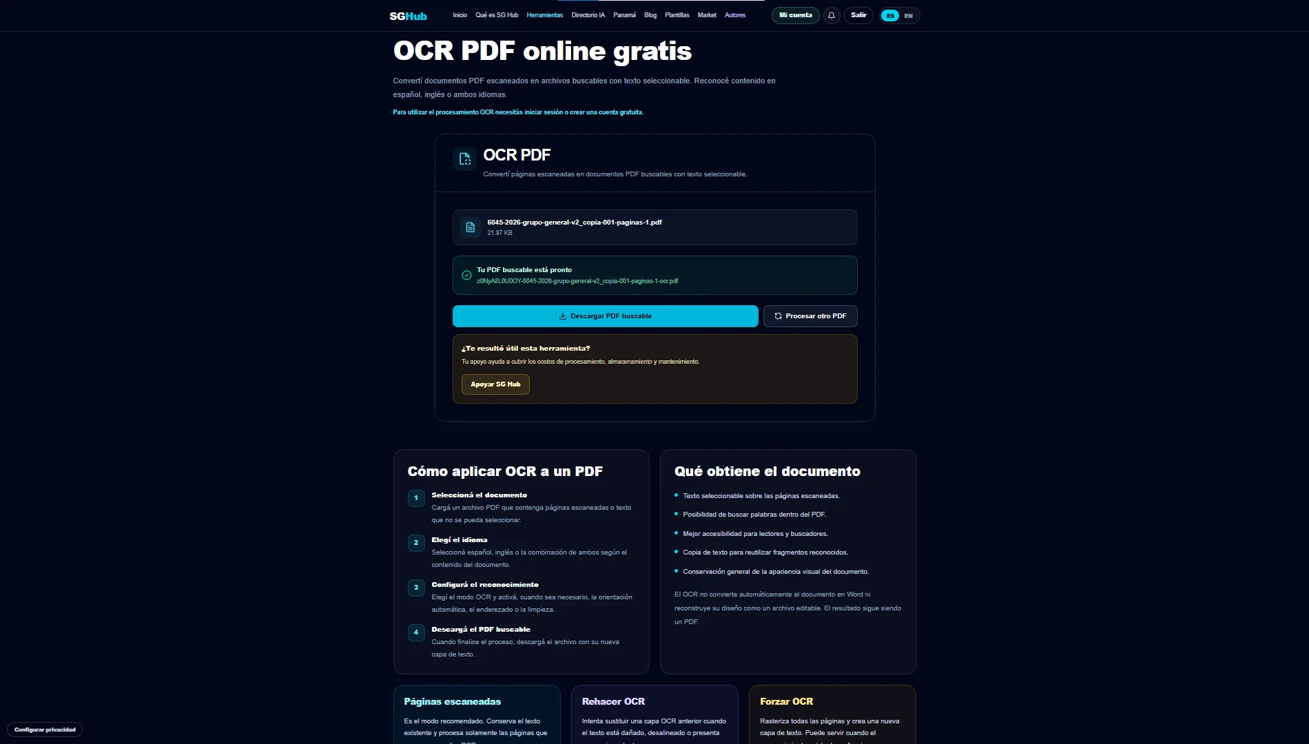 SG Hub — Completed PDF OCR