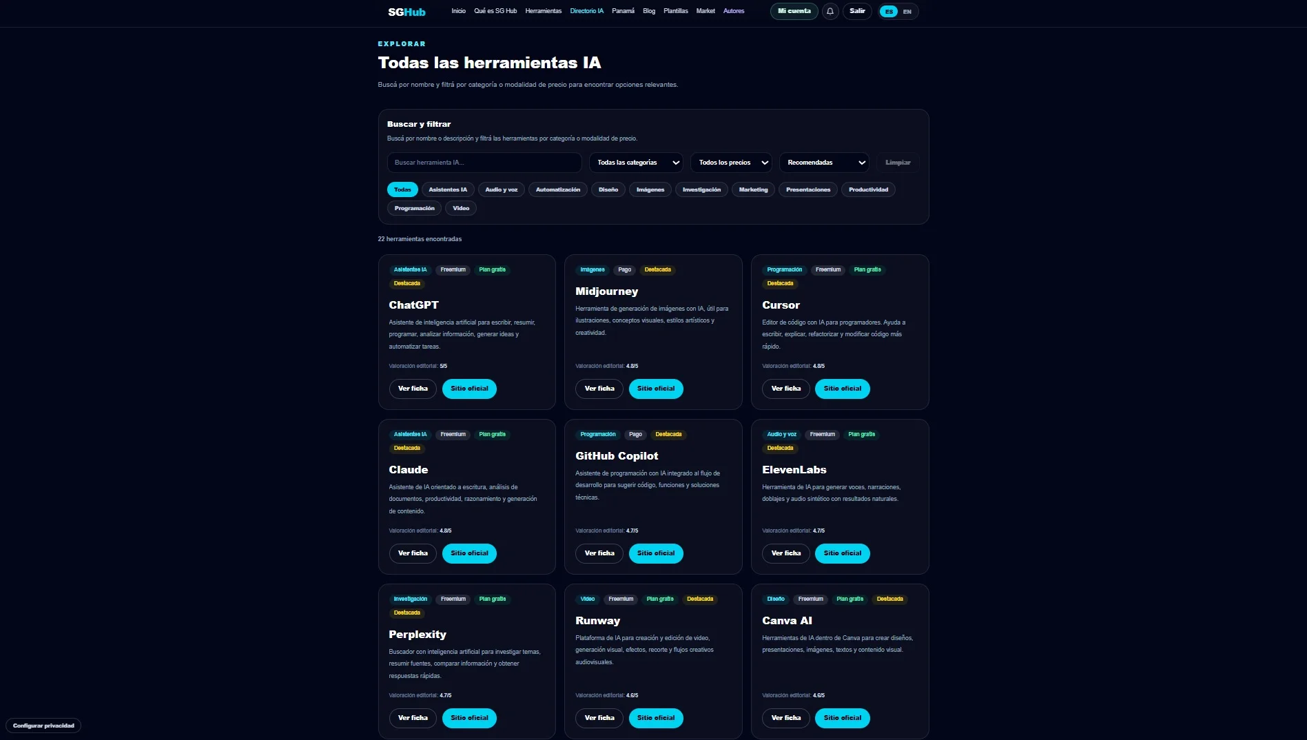 SG Hub — AI directory