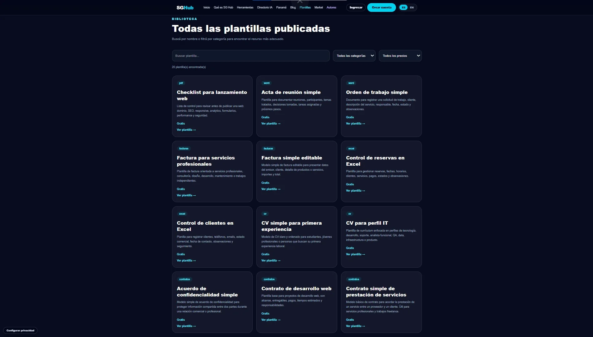 SG Hub — Templates